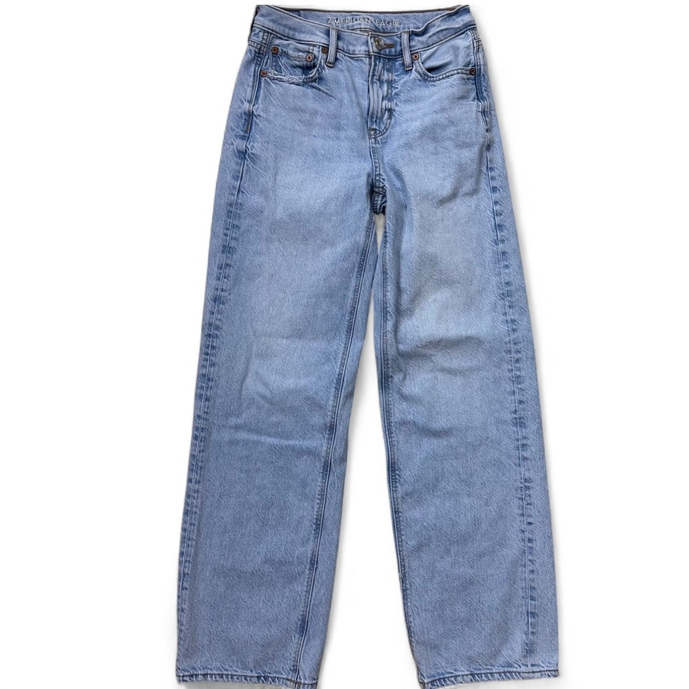 American Eagle 90's Wide Leg Light Wash Denim Jeans Women's 0 Regular
